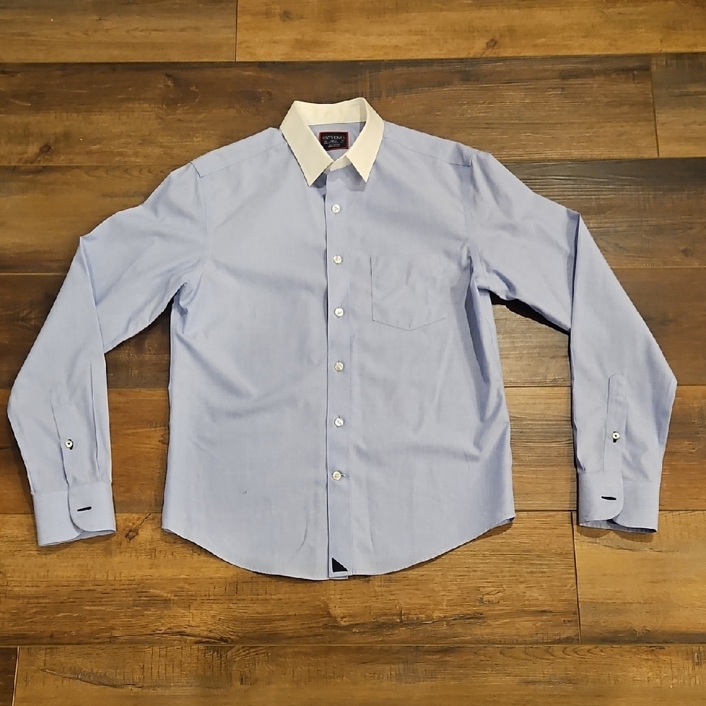 UNTUCKit Blue Dress Shirt with White Collar